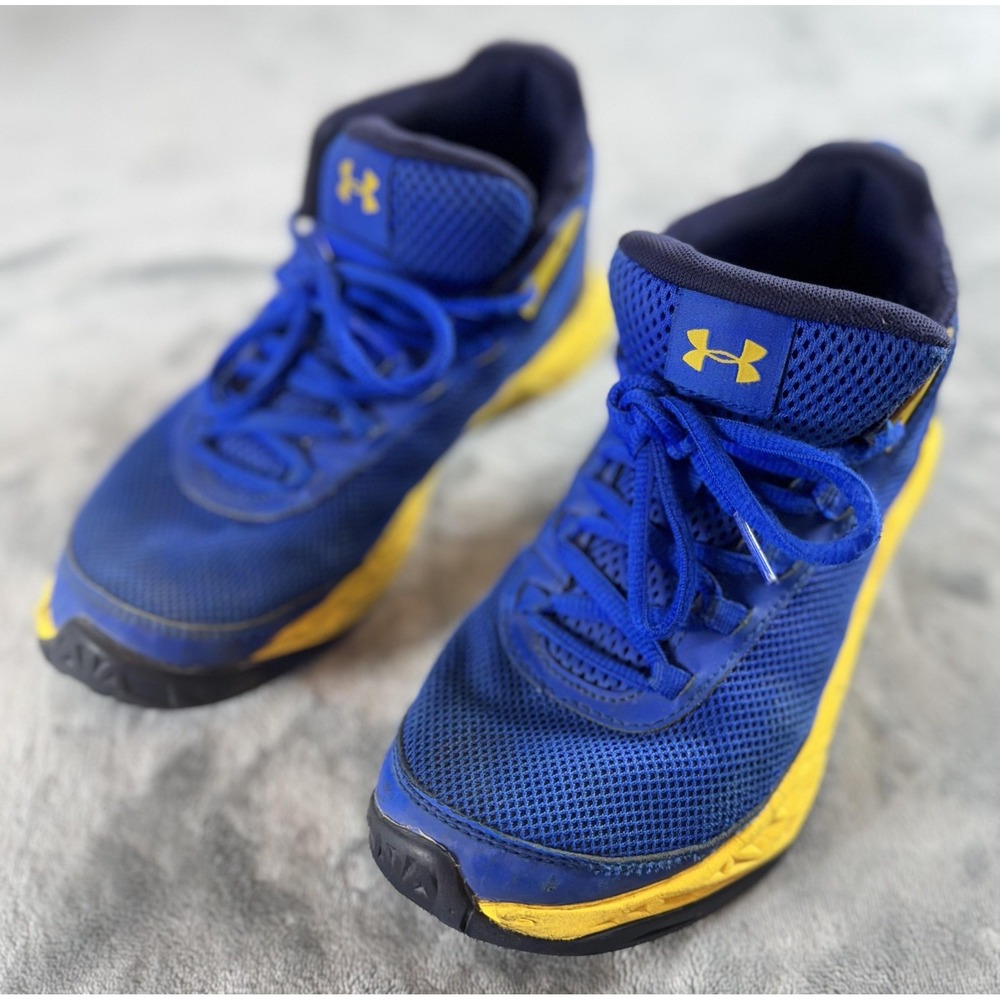 Under‎ Armour Shoes Youth Size 5Y Blue Yellow Basketball Sneakers Boys Athletic